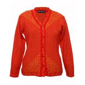  Lady Cardigan Self Design FS Red at Woollen Wear 